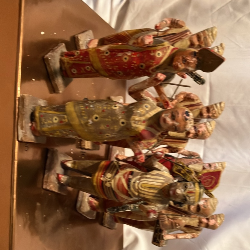 Vintage , hand carved n hand painted wooden 10 pc Egyptian style band each - Picture 15 of 15